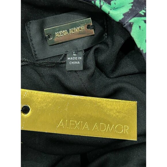 Alexia Admor NWT Floral Print Cap-Sleeve Dress Black Green Fuchsia Sz Large - Picture 6 of 10